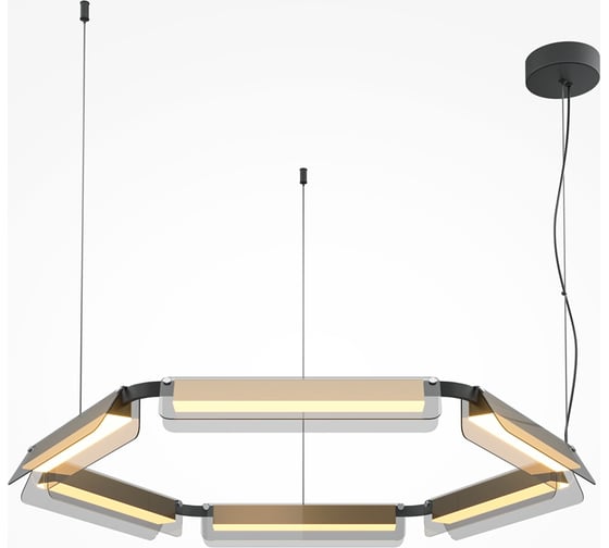 Подвесной светильник MAYTONI Flat LED 60W Черный и Латунь MOD296PL-L60BS3K