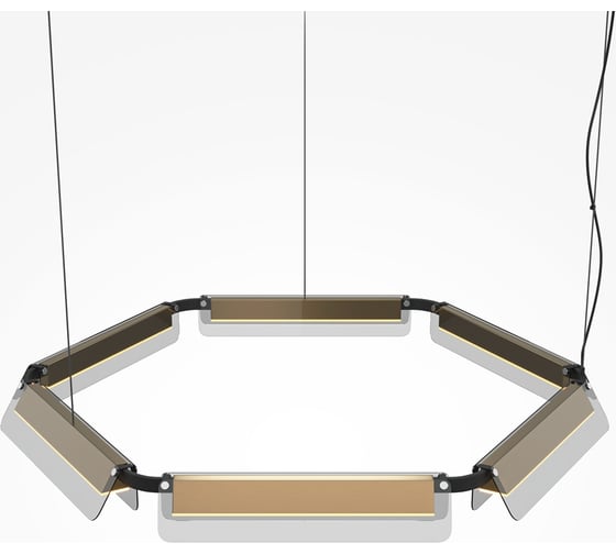 Подвесной светильник MAYTONI Flat LED 60W Черный и Латунь MOD296PL-L60BS3K