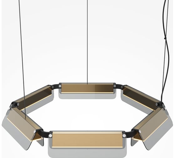 Подвесной светильник MAYTONI Flat LED 40W Черный и Латунь MOD296PL-L40BS3K