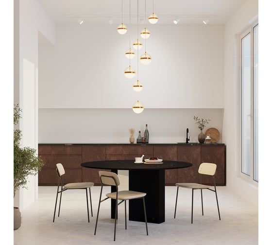 Подвесной светильник MAYTONI Area LED 120W Черный и Латунь MOD295PL-L120BBS3K