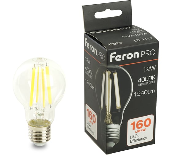 Лампа светодиодная FERON .PRO LB-1112 Шар E27 12W 175-265V 4000K, 48896 1