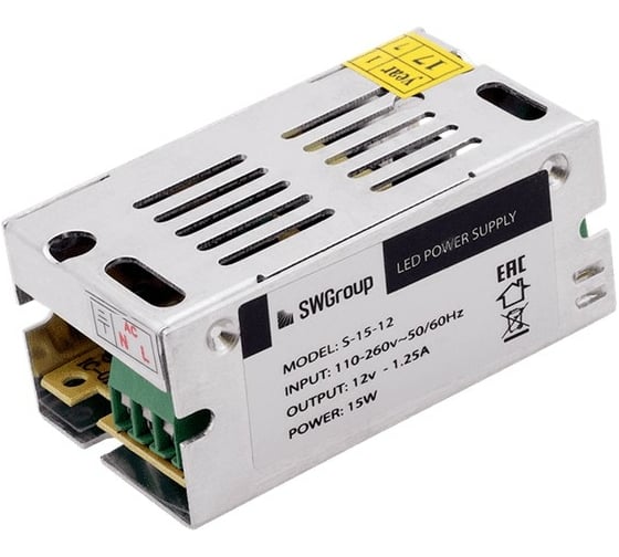 Блок питания SWG сетка, 15W, 12V, S-15-12 09-00900045