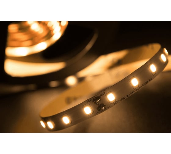 Светодиодная лента SWG SMD 2835, 80 LED/м, 7,2 Вт/м, 24В, IP20, Теплый белый 00-00003596