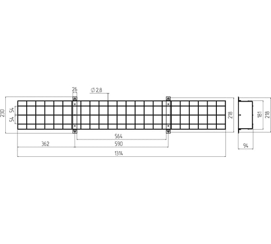 Защитная решетка ЭРА SPO-BAR-1300-200 для светильников ДПО, SPO Б0049260