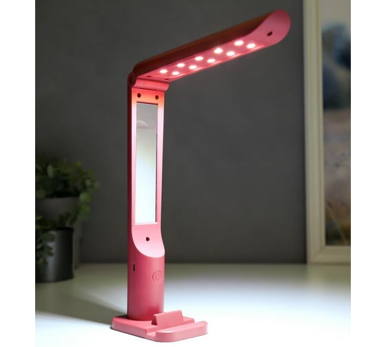 Настольная сенсорная лампа BayerLux 1522/1PK 10хLED 5Вт АКБ USB 3 режима розовый 6,5х9х25,5 см 5378682