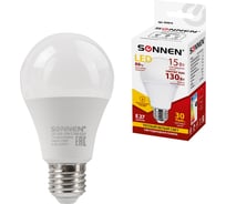 Светодиодная лампа SONNEN 15 Вт, цоколь Е27, груша, теплый белый, 30000 ч, 454919