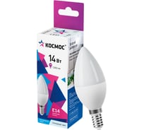 Лампа светодиодная КОСМОС LED 14Вт свеча E14 6500K, LkecLED14wCNE1465