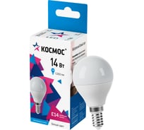 Лампа светодиодная КОСМОС LED 14Вт шар 45 E14 4500K, LkecLED14wGL45E1445