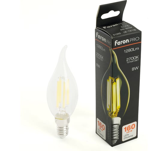 Лампа светодиодная FERON PRO LB-1218 Свеча на ветру E14 8W 175-265V 2700K, 51265 1