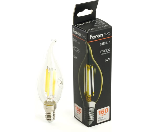 Лампа светодиодная FERON PRO LB-1216 Свеча на ветру E14 6W 175-265V 2700K, 51262