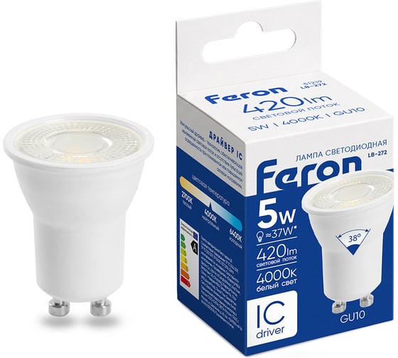 Лампа светодиодная FERON LB-272 MR11 GU10 5W 175-265V 4000K, 51219