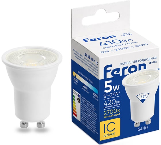 Лампа светодиодная FERON LB-272 MR11 GU10 5W 175-265V 2700K, 51218