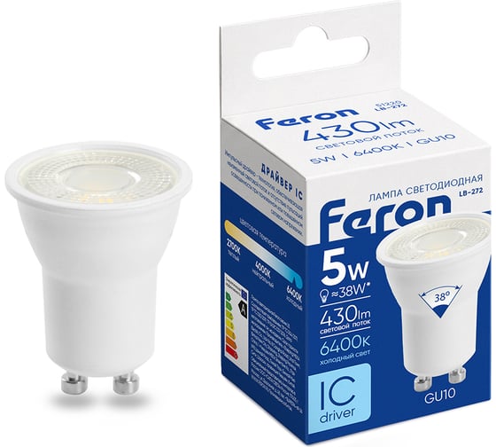 Лампа светодиодная FERON LB-272 MR11 GU10 5W 175-265V 6400K, 51220