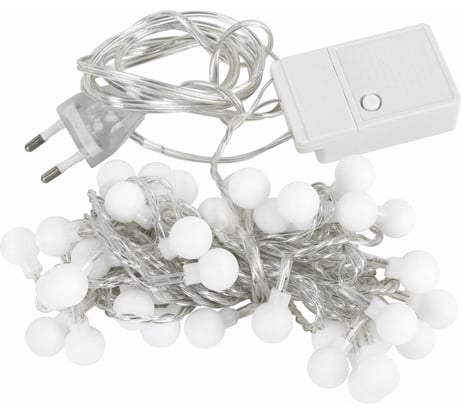 Электрогирлянда-нить комнатная Золотая сказка "Шарики" 5м 40LED, теплый белый, 220V контроллер , 591348