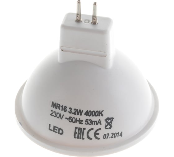 Лампа ECOWATT светодиодная MR16 230В 3.235W 4000K GU5.3 холодный белый свет 4606400614012