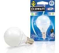 Светодиодная лампа ECOWATT P45 230В 4.740W 4000K E14 миньон, холодный белый свет, шарик 4606400613978