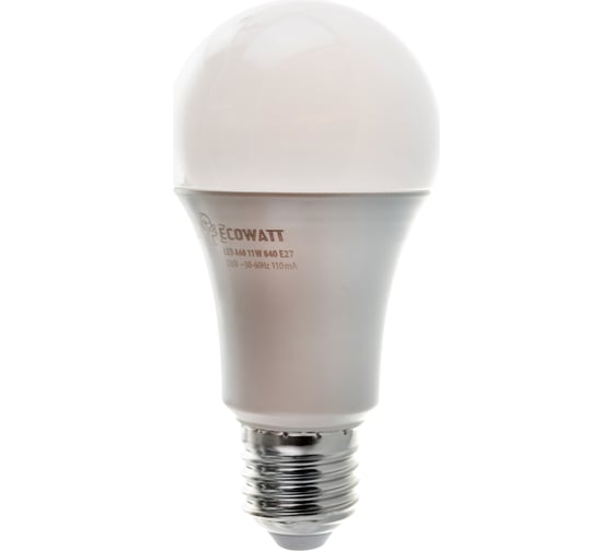 Светодиодная лампа ECOWATT A60, 230В, 11(100)W, 4000K, E27, холодный белый свет, груша 4606400615095