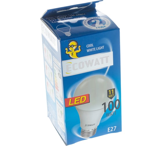 Светодиодная лампа ECOWATT A60, 230В, 11(100)W, 4000K, E27, холодный белый свет, груша 4606400615095