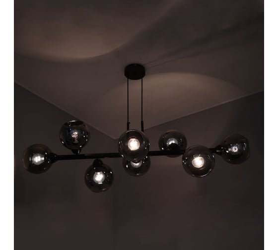 Люстра потолочная Schaffner Florido 70123-8, цвет черный/хром. Освещение до 25 кв.м, мощность 480 Вт Florido 70123-8 G