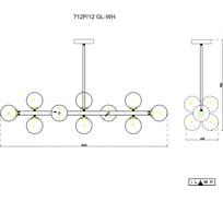 Подвесная люстра iLAMP GOLDEN 712P/12 GL-WH
