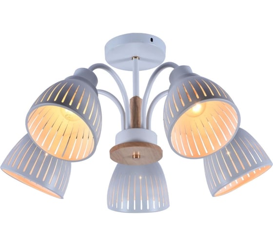 Люстра Rivoli 9029305 Lulu P5 белый/светлое дерево 5хE27 60W 48 Б0049202