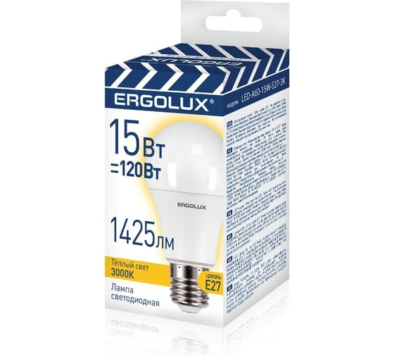 Светодиодная лампа Ergolux LED-A60-15W-E27-3K 14308
