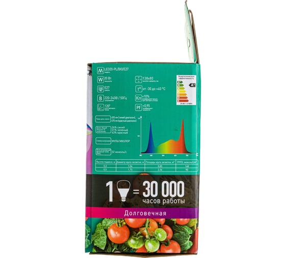 Светодиодная лампа для растений Camelion LED20-PL E27 20Вт 220В 14310