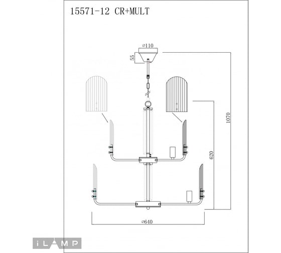 Подвесная люстра iLAMP Dolce 15571-12 CR+MULT