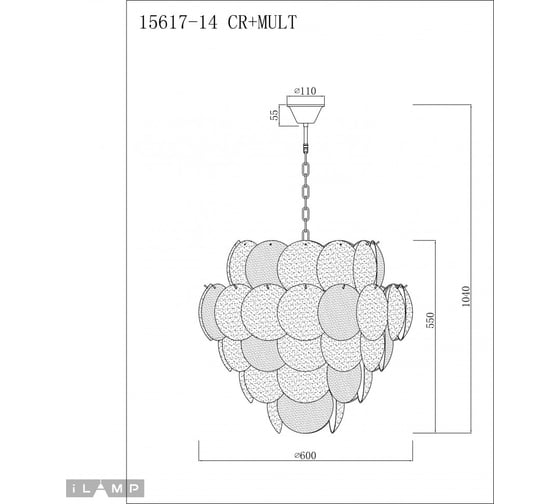 Подвесная люстра iLAMP Rivoli 15617-14 CR+MULT