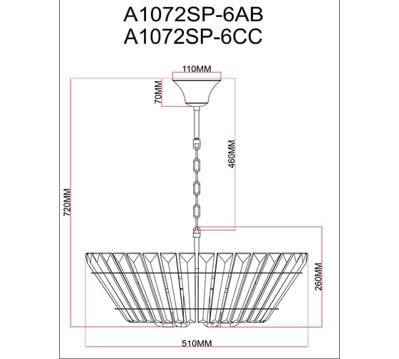 Подвесная люстра ARTE LAMP FLORIZEL A1072SP-6CC
