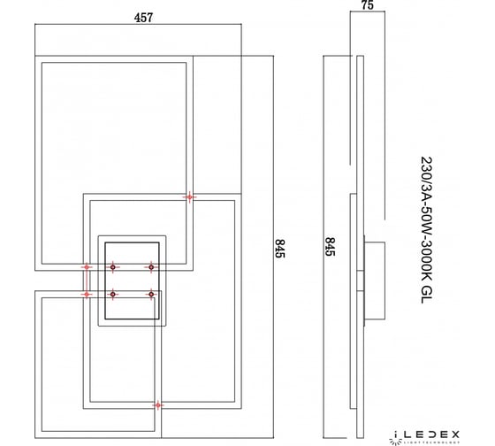Потолочный светодиодный светильник iLEDEX GRACE 230/3A-50W-3000K GL