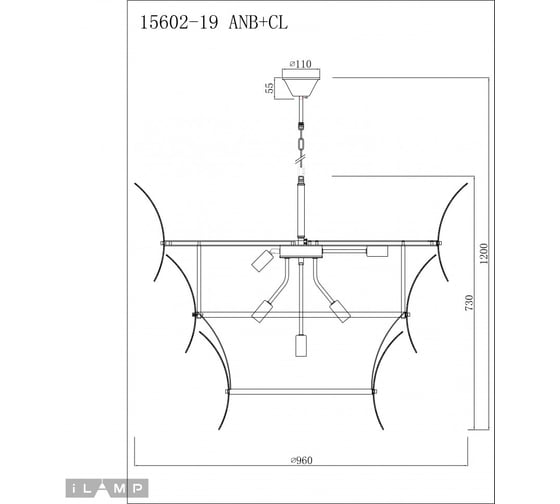 Подвесная люстра iLAMP Gramercy 15602-19 ANB+CL