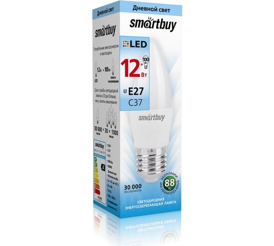 Лампа Smartbuy LED SBL-C37-12-40K-E27
