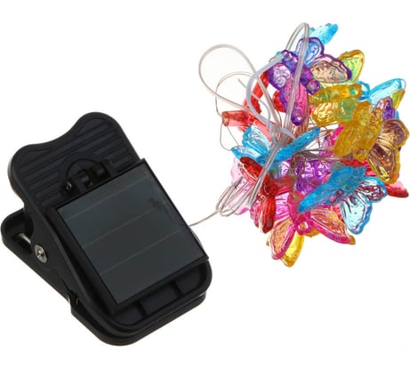 Гирлянда на солнечной батарее Inbloom Бабочки 2м, 20LED, шампань, 1.2V 2/3AAA 150mAh Ni-Cd, пластик 185-046