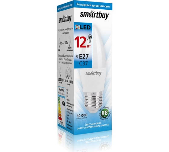 Лампа Smartbuy LED SBL-C37-12-60K-E27 1