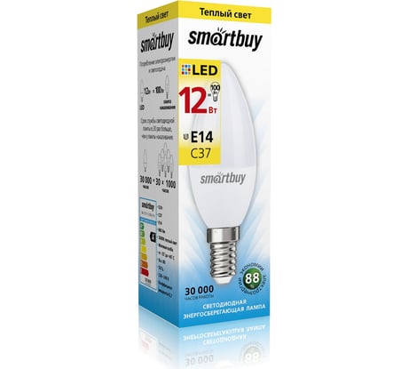 Лампа Smartbuy LED SBL-C37-12-30K-E14