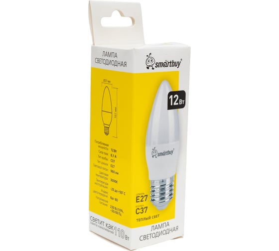 Лампа Smartbuy LED SBL-C37-12-30K-E27
