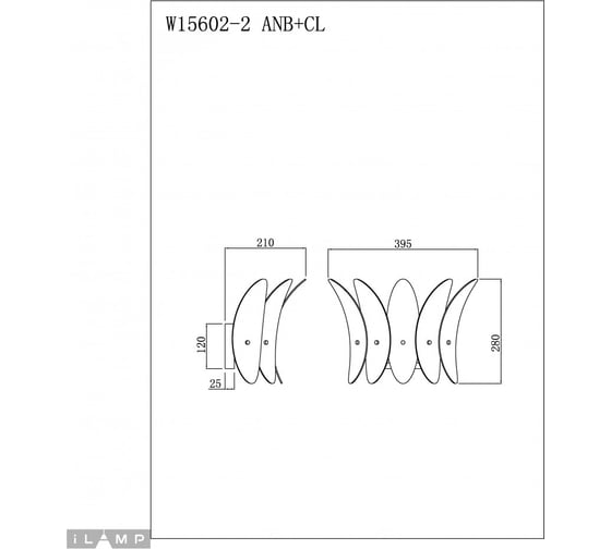 Настенный светильник iLAMP Gramercy W15602-2 ANB+CL