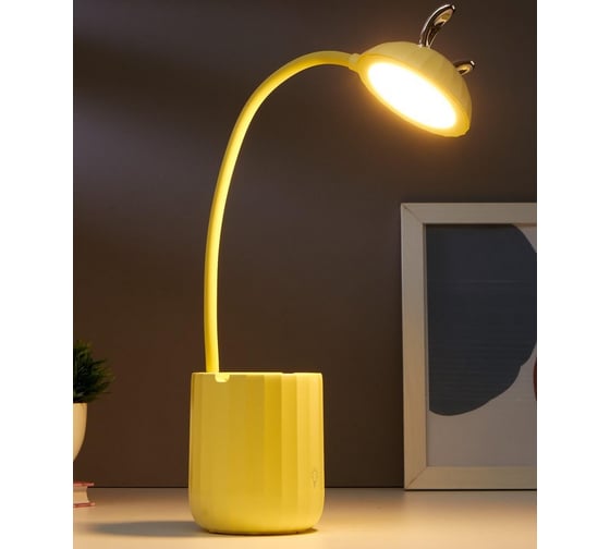 Настольная сенсорная лампа RISALUX 16090/1YL 18хLED 4Вт USB АКБ 3000-6000К желтый 8х8х44 см 5091606