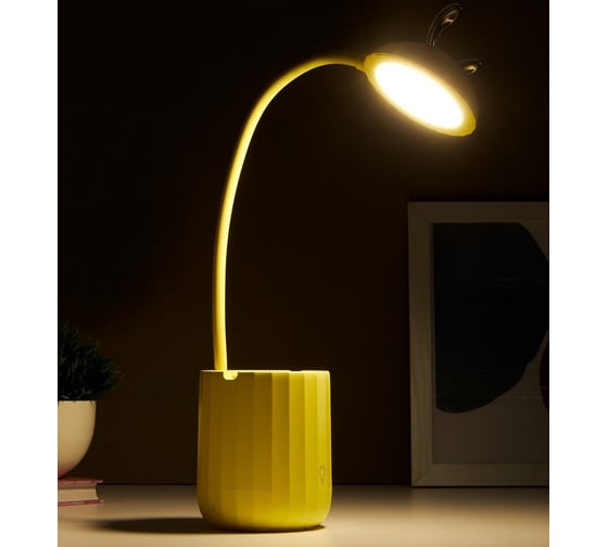 Настольная сенсорная лампа RISALUX 16090/1YL 18хLED 4Вт USB АКБ 3000-6000К желтый 8х8х44 см 5091606