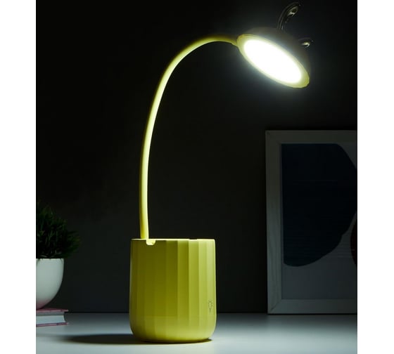 Настольная сенсорная лампа RISALUX 16090/1YL 18хLED 4Вт USB АКБ 3000-6000К желтый 8х8х44 см 5091606
