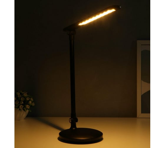 Настольная сенсорная лампа RISALUX 16110/1BK LED 5Вт USB АКБ 3000/6000К черный 15х33,5х34 см 5091634