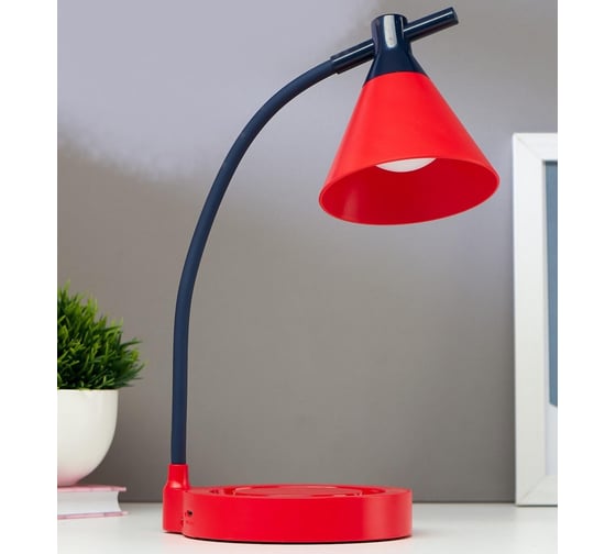 Настольная лампа RISALUX 1667/1RD LED 3Вт 3000-6000К USB АКБ дим. красно-синий 12,5х14х37,5 см 5091563