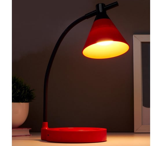 Настольная лампа RISALUX 1667/1RD LED 3Вт 3000-6000К USB АКБ дим. красно-синий 12,5х14х37,5 см 5091563