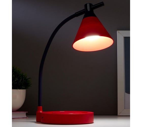 Настольная лампа RISALUX 1667/1RD LED 3Вт 3000-6000К USB АКБ дим. красно-синий 12,5х14х37,5 см 5091563
