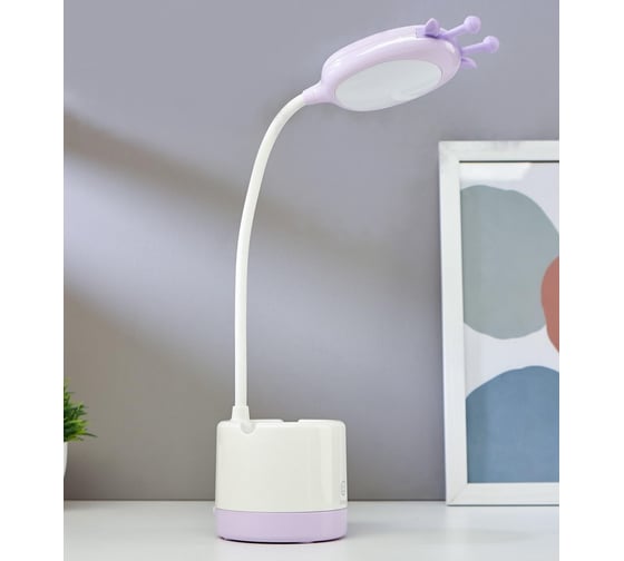 Настольная лампа RISALUX 16087/1 LED 3Вт USB АКБ бело-сиреневый 8,5х8,5х46,5 см 5091594