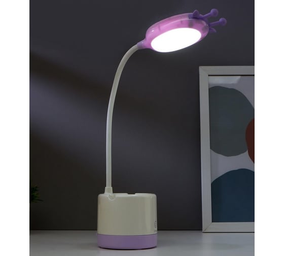 Настольная лампа RISALUX 16087/1 LED 3Вт USB АКБ бело-сиреневый 8,5х8,5х46,5 см 5091594