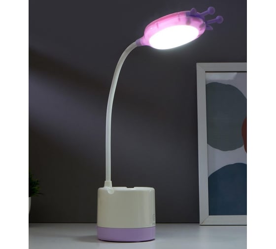 Настольная лампа RISALUX 16087/1 LED 3Вт USB АКБ бело-сиреневый 8,5х8,5х46,5 см 5091594