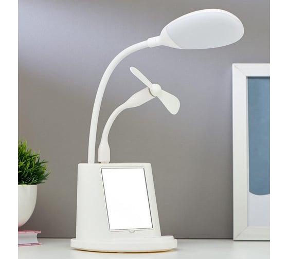 Настольная лампа RISALUX с зеркалом 91023/1 LED 5Вт USB AKB 3 режима диммер белый 12х10,5х43 см 4734815