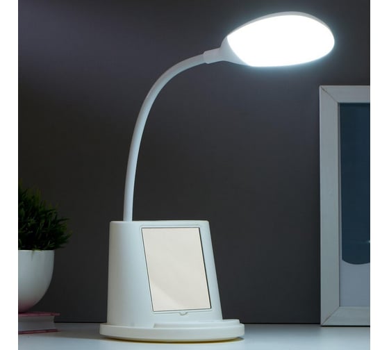 Настольная лампа RISALUX с зеркалом 91023/1 LED 5Вт USB AKB 3 режима диммер белый 12х10,5х43 см 4734815